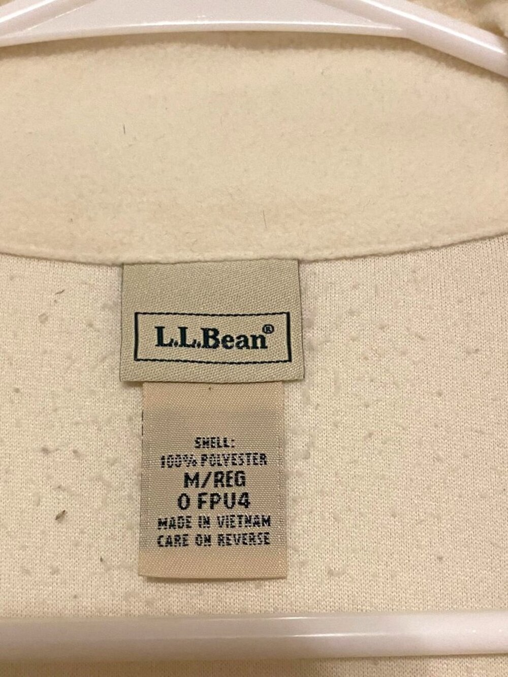 Women's L.L. Bean Fleece Sweater Full Zip White Ivory Size Medium 0FPU4 - Picture 2 of 3